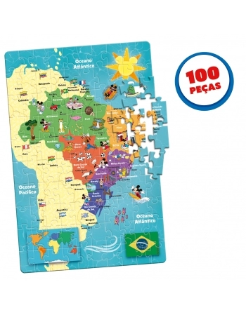 P. 100 PEÇAS MICKEY MAPA DO BRASIL - 8074