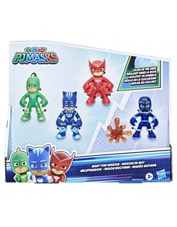 PJ MASKS FIGURA PACK COM 4 MISSÃO NOTURNA F2836